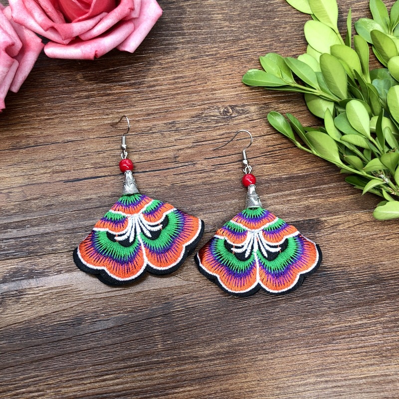 R96-2 Ethnic Embroidered Earrings