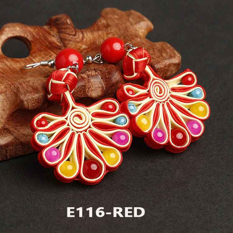 E116 Ethnic Button Bead Earrings