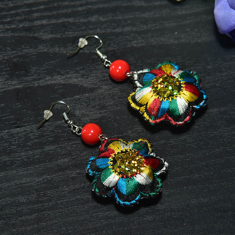 E121 Ethnic Embroidered Earrings