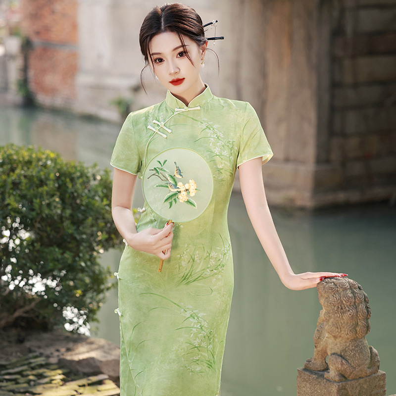 6877 Green Qipao Cheongsam Dress