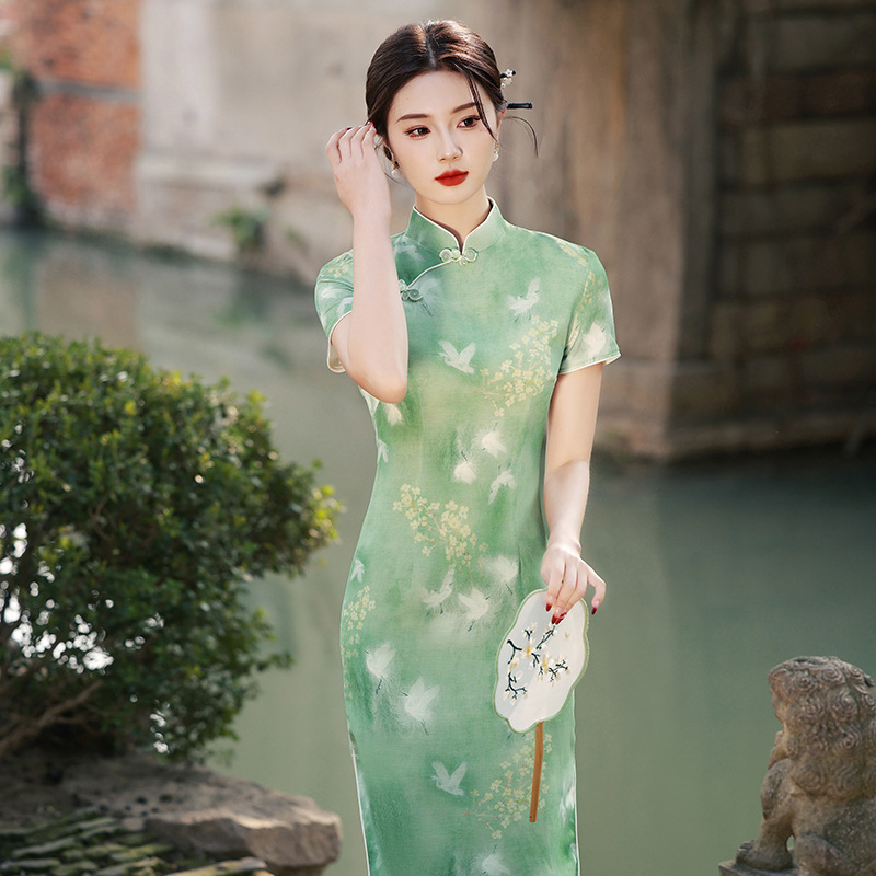 6879 Green Cheongsam Dress/Qipao