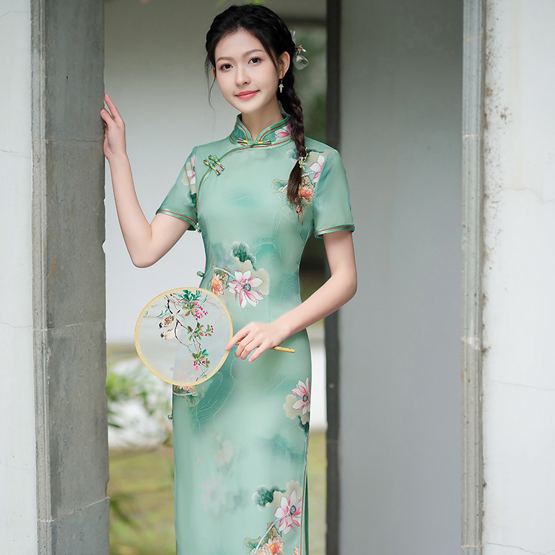 6380 Green Classic Cheongsam Dress