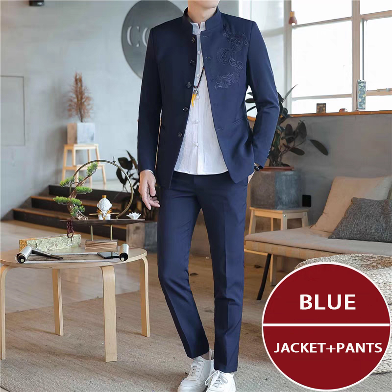 HM41 Embroidery Chinese Tunic Suit For Men