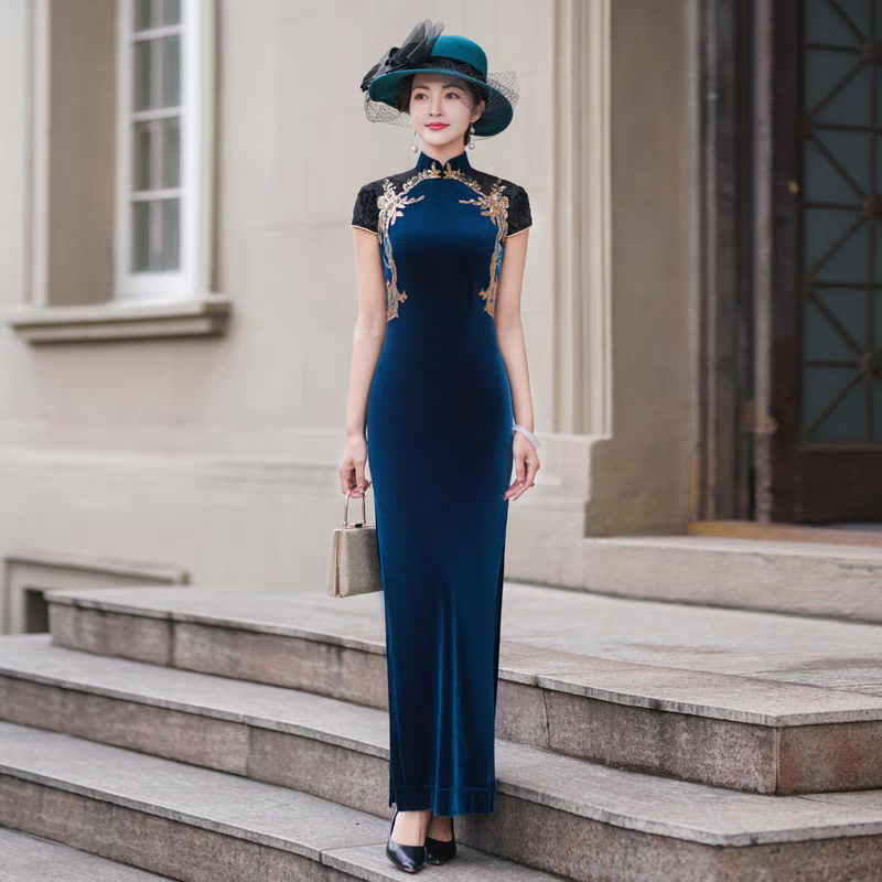 Q51 Peacock Blue Cheongsam Dress