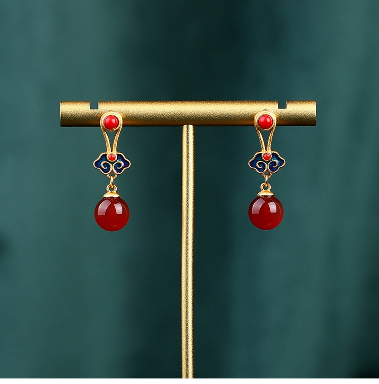 XZS21 Red Jade Earrings