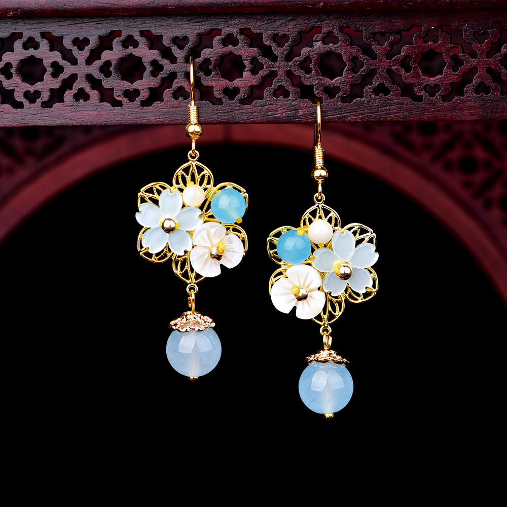 E008 Floral Jade Earrings