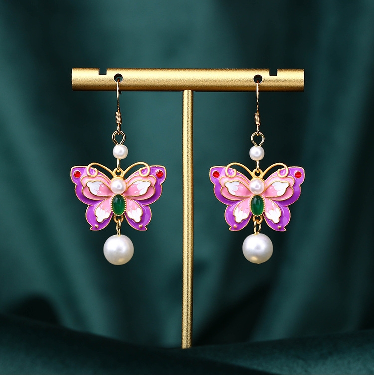 CP956 Cloisonne butterfly earrings
