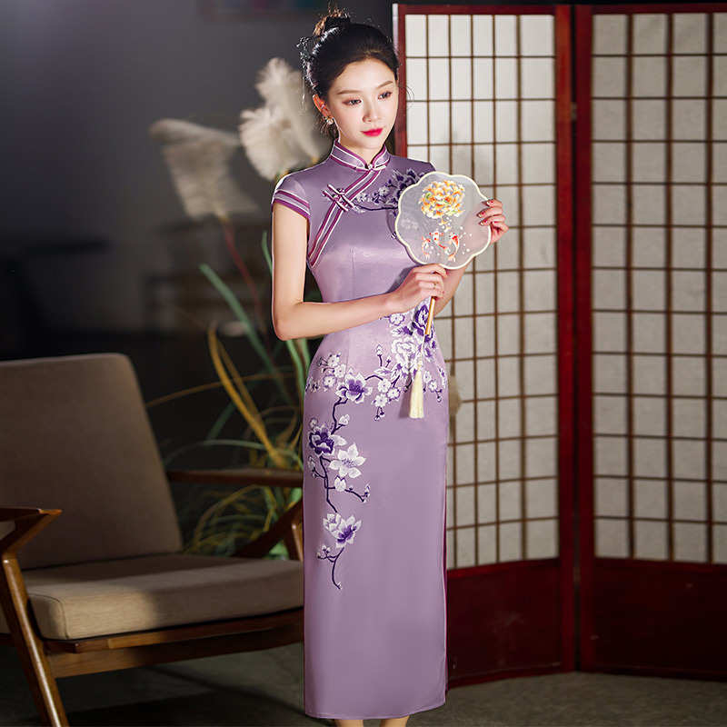 WZY6025 Classic Silk Cheongsam Dress