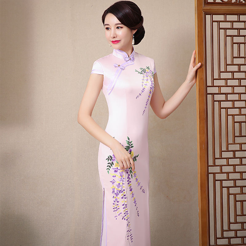 B7577 New Classic Silk Cheongsam Dress