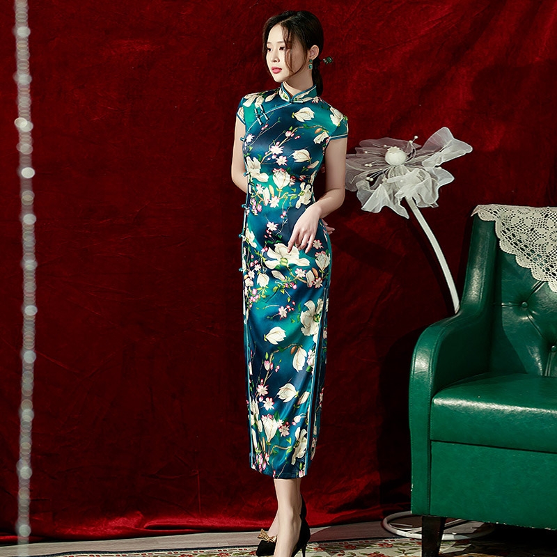 9367  Classic Silk Cheongsam Dress