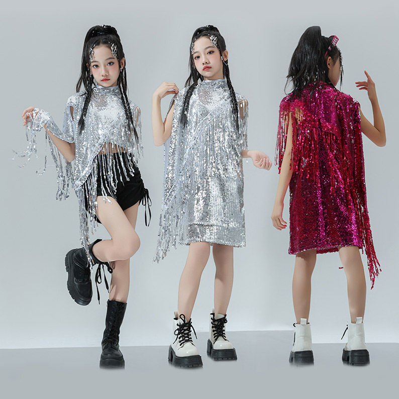 H-69 Hip Hop Outfit With Sequins For Girls Size 110cm-180cm