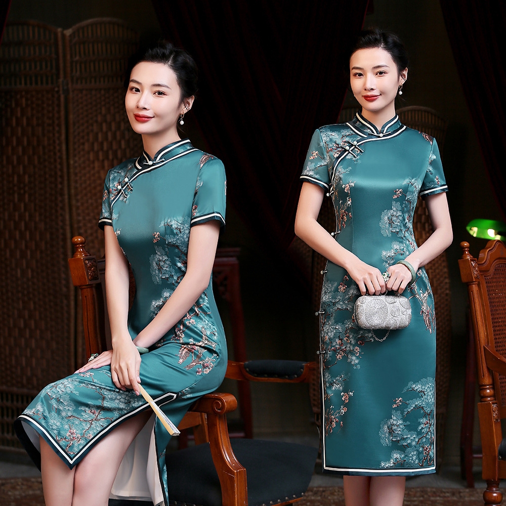 JYJ-001 Classic Silk Cheongsam Dress