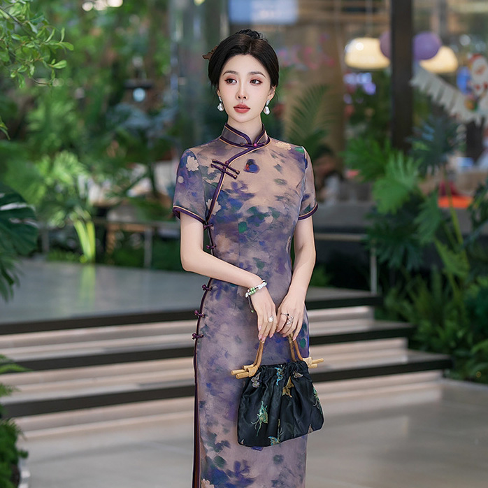 C5595 Chinese Traditional Qipao Silk Classical Cheongsam