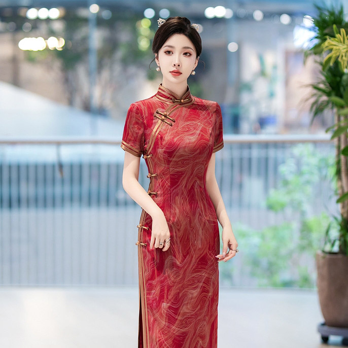 C5571 Classical Silk Cheongsam Dress
