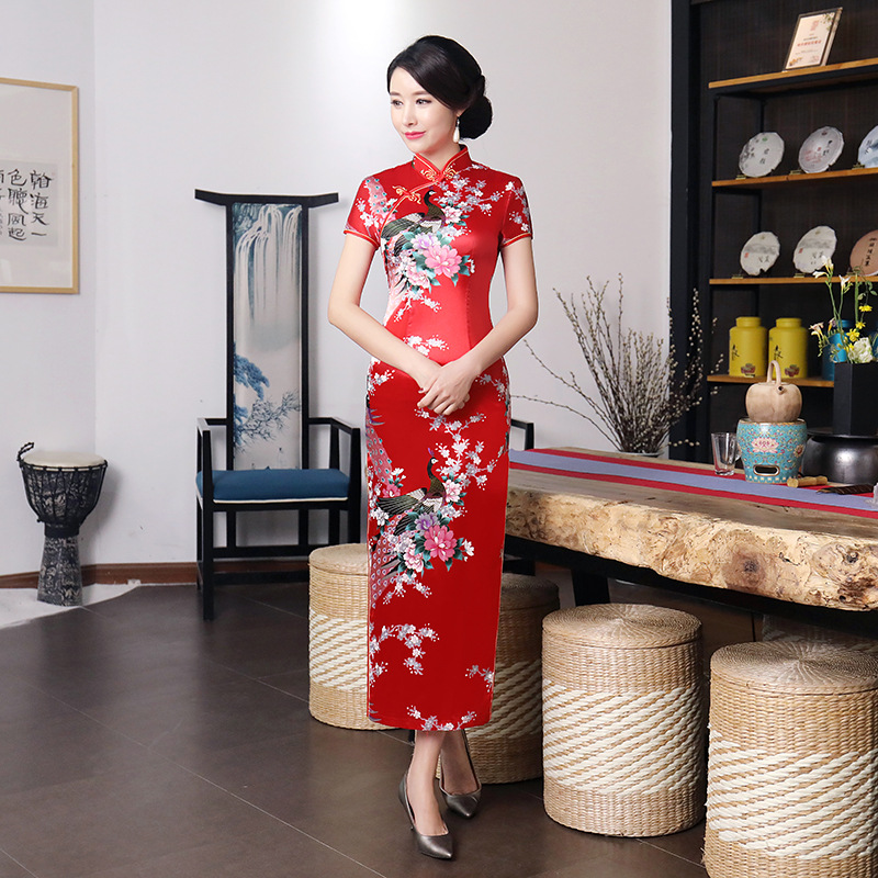 C0157 Printed Single Cheongsam Dress