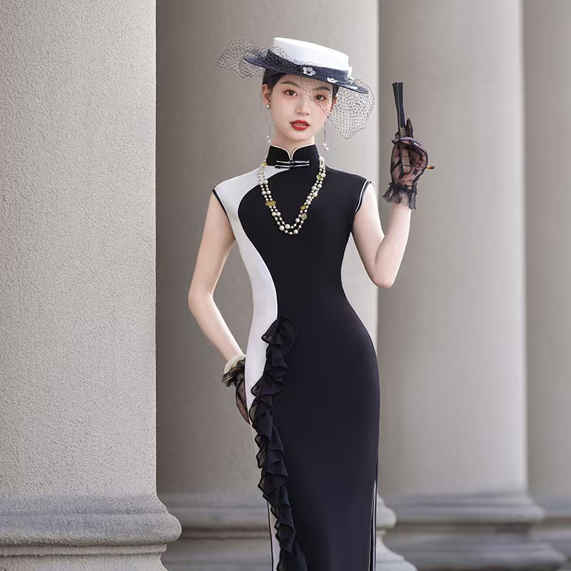 Q77 New Arrival Ruffled-edge cheongsam dress