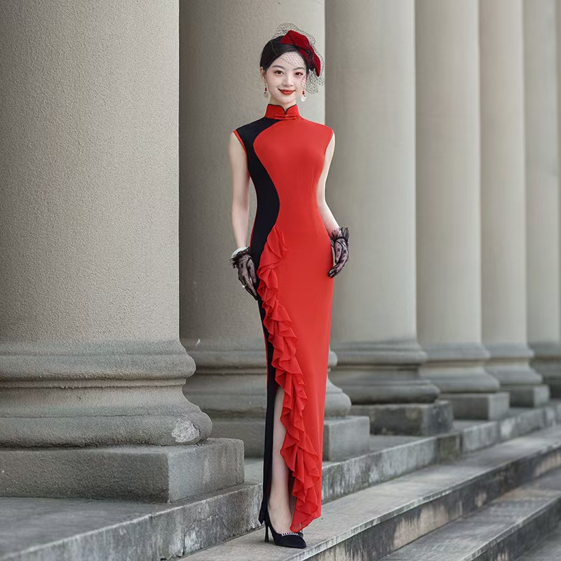 Q76 New Classical Silk Cheongsam Dress
