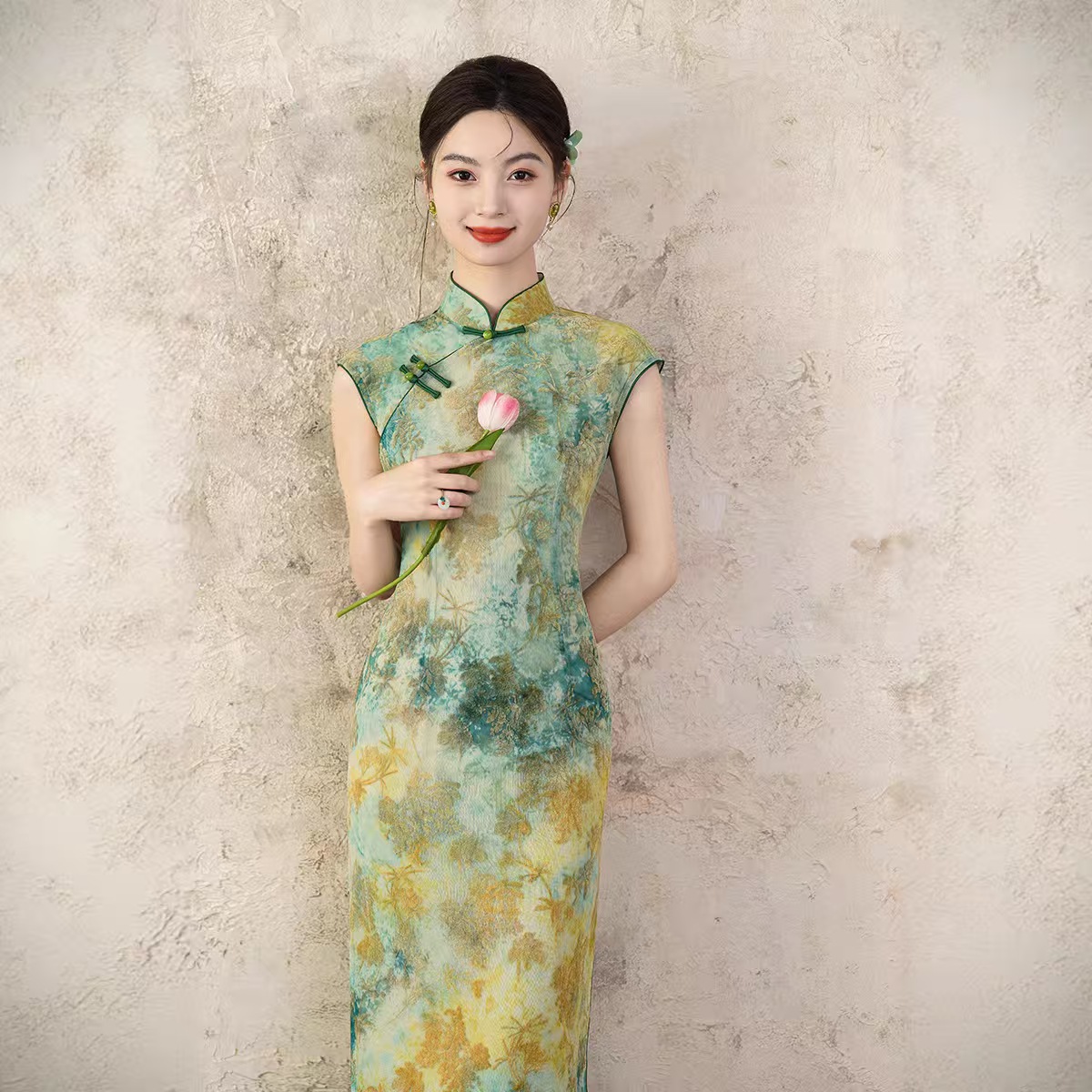 1528-green new qipao dress