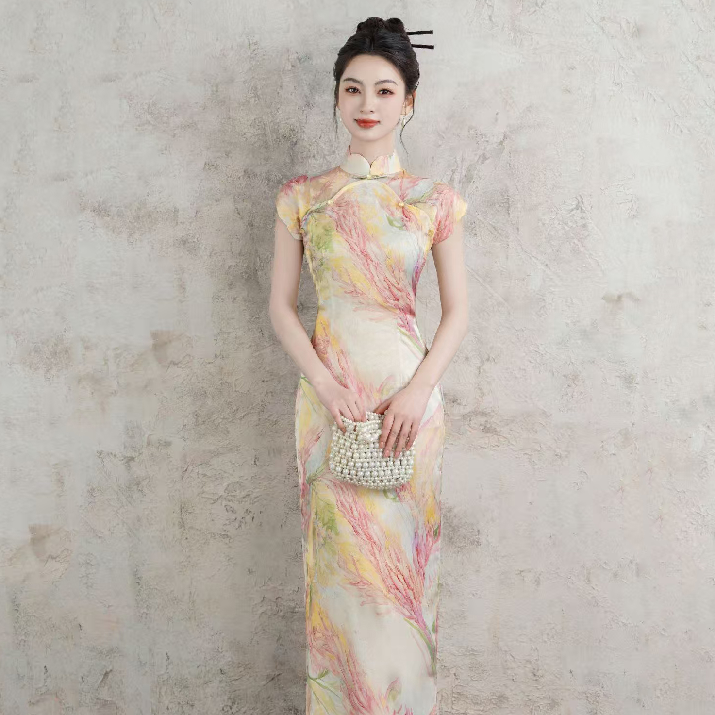 1080 flower Qipao dress