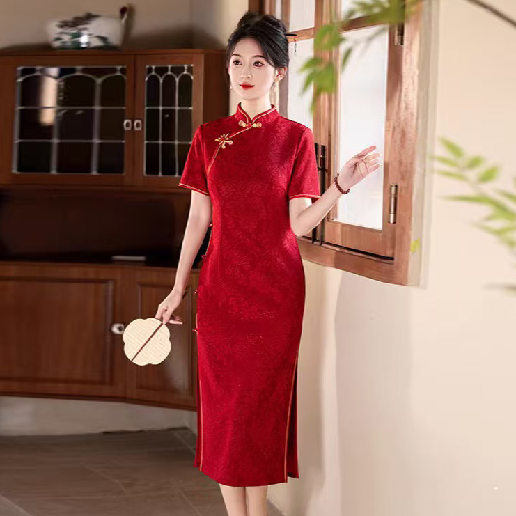 7185 red Qipao wedding dress 