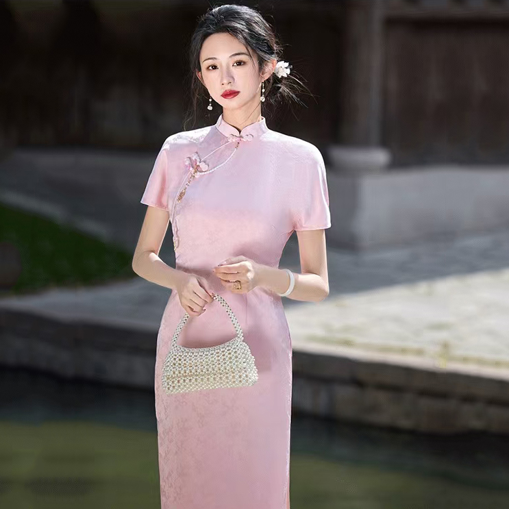 7045 pink morden qipao