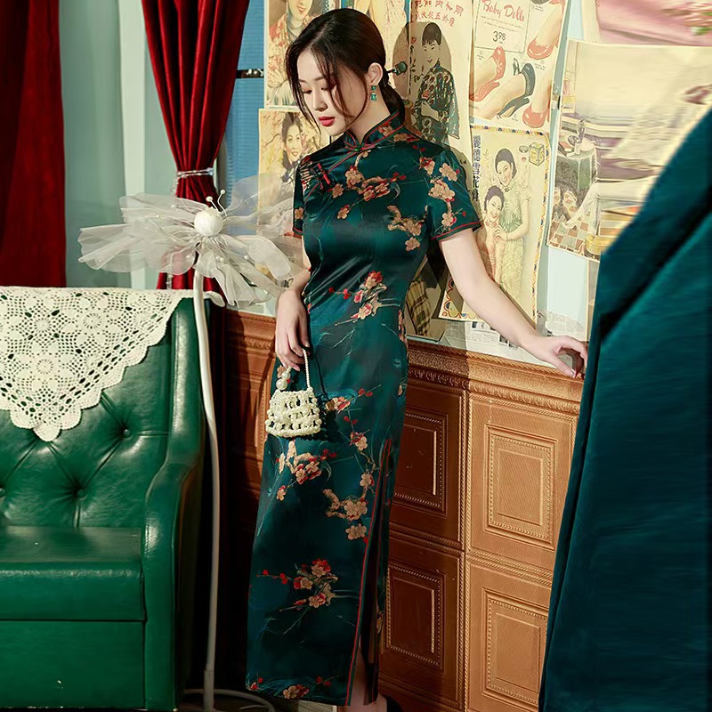 WZY6008 chinese traditonal dress silk cheongsam
