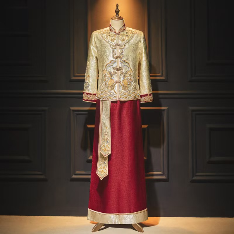 HQ-029 Xiuhe Men's Clothing Groom's Costume Tang Suit