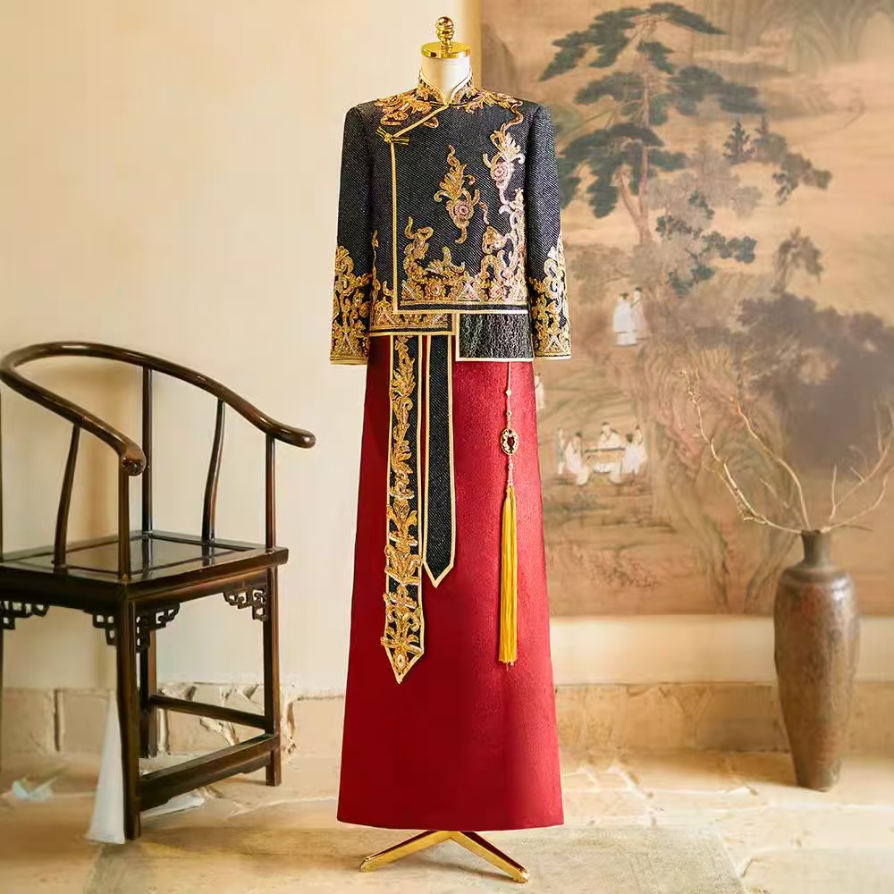 HQ-033 Xiuhe Men's Clothing Groom's Costume Tang Suit
