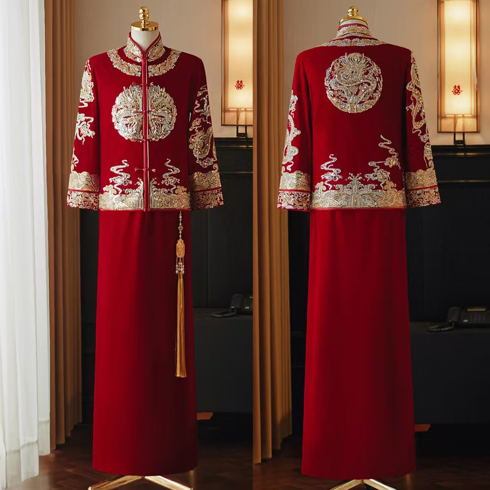 HQ-031 Xiuhe Men's Clothing Groom's Costume Tang Suit