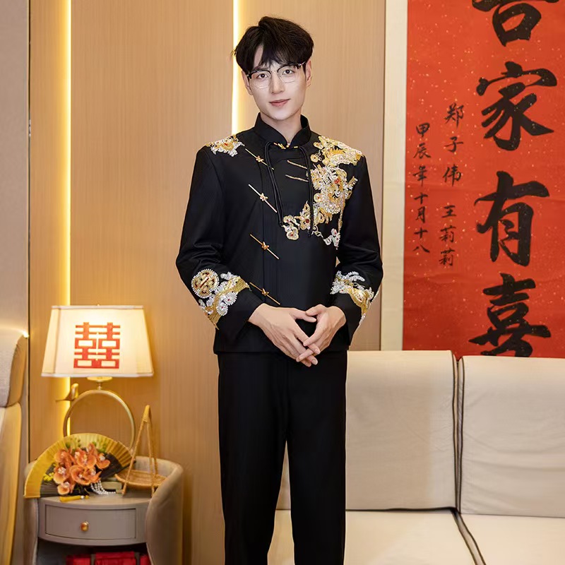 HQ-028 Xiuhe Men's Clothing Groom's Costume Tang Suit