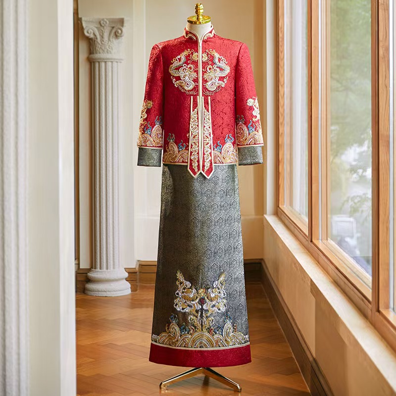 HQ-035 Xiuhe Men's Clothing Groom's Costume Tang Suit