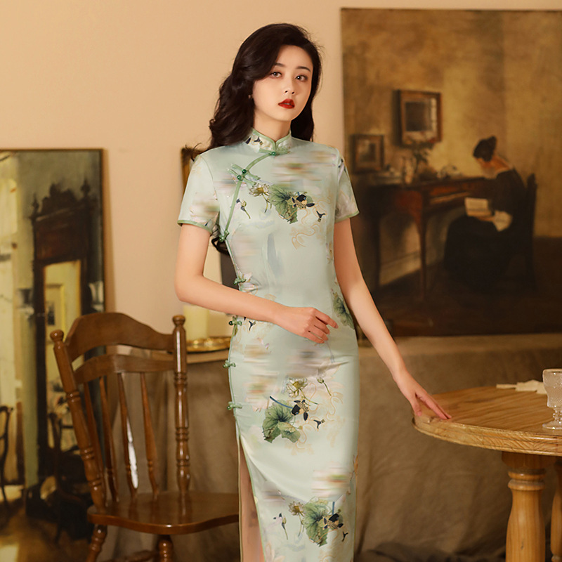 6150  Lotus Cheongsam Dress
