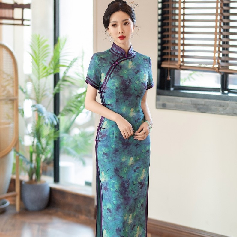 C3192 classic silk cheongsam chinese traditonal dress