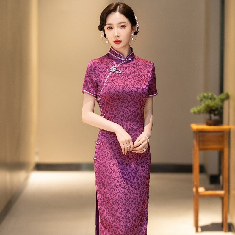 C3108 chinese traditonal dress silk cheongsam