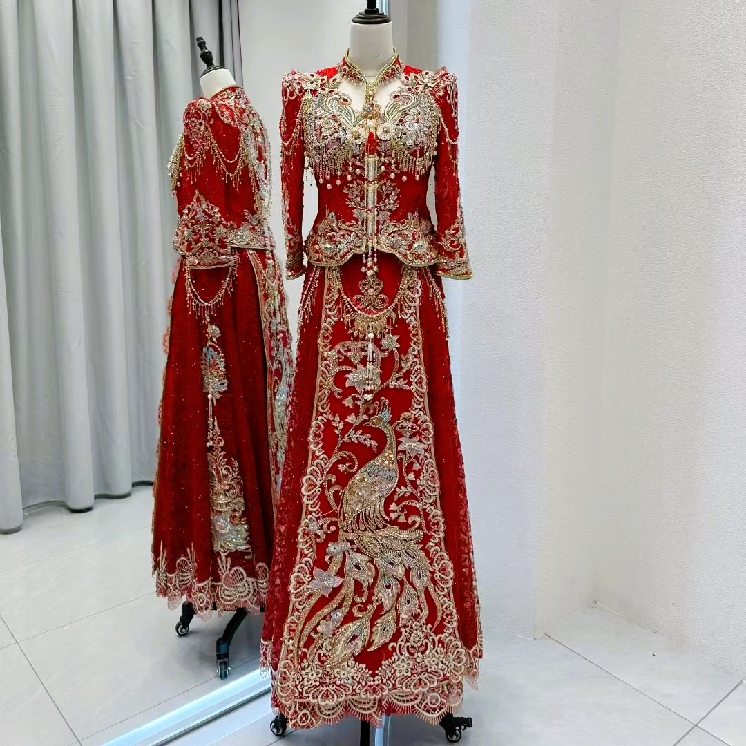 Q2601 Red Bridal Gown Wedding Dress Qun Kwa