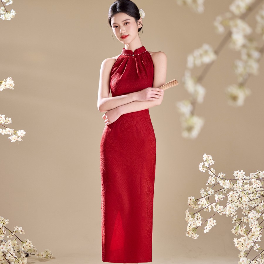 6786 Red Sleeveless Cheongsam